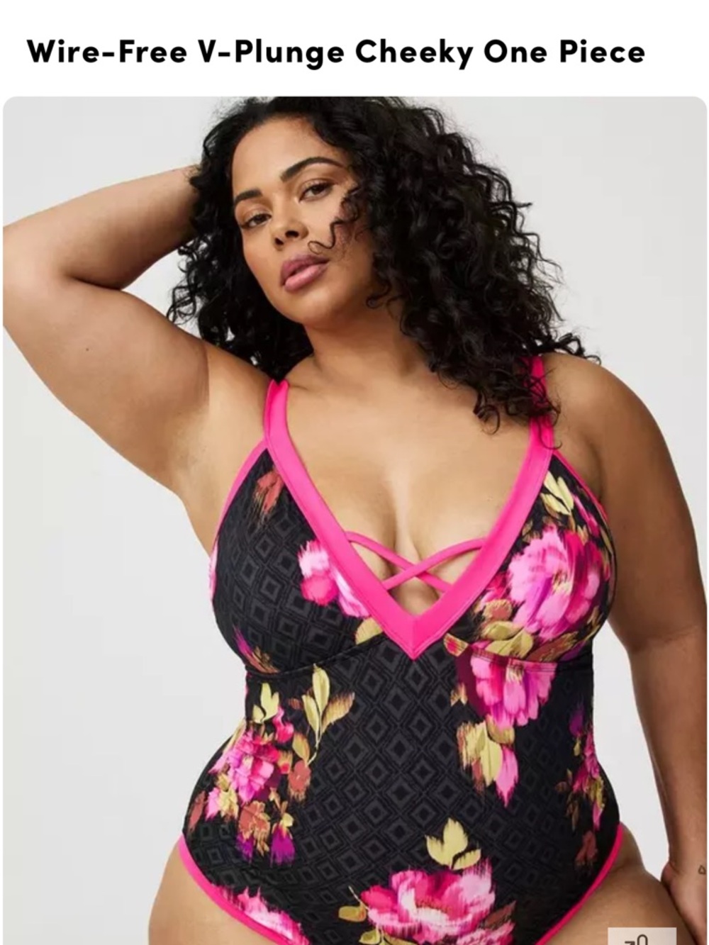 torrid Black Floral V-Plunge One Piece with Pink Trim